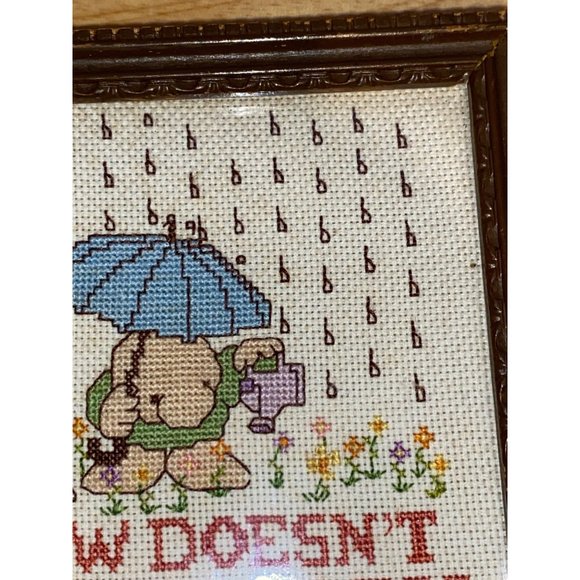 Vintage 1989 Cross-stitch Embroidery Ziggy Cartoon Character Frame Flowers - Picture 5 of 8